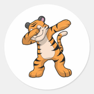 Tiger at Hip Hop Dance Dab Classic Round Sticker