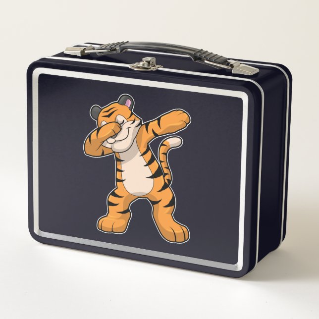 Tiger at Hip Hop Dance Dab Metal Lunch Box (Front)