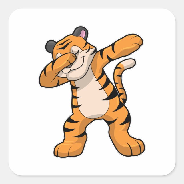 Tiger at Hip Hop Dance Dab Square Sticker (Front)