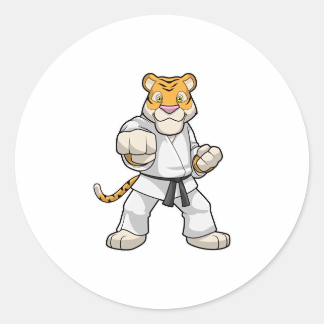 Tiger at Martial arts Karate Classic Round Sticker (Front)