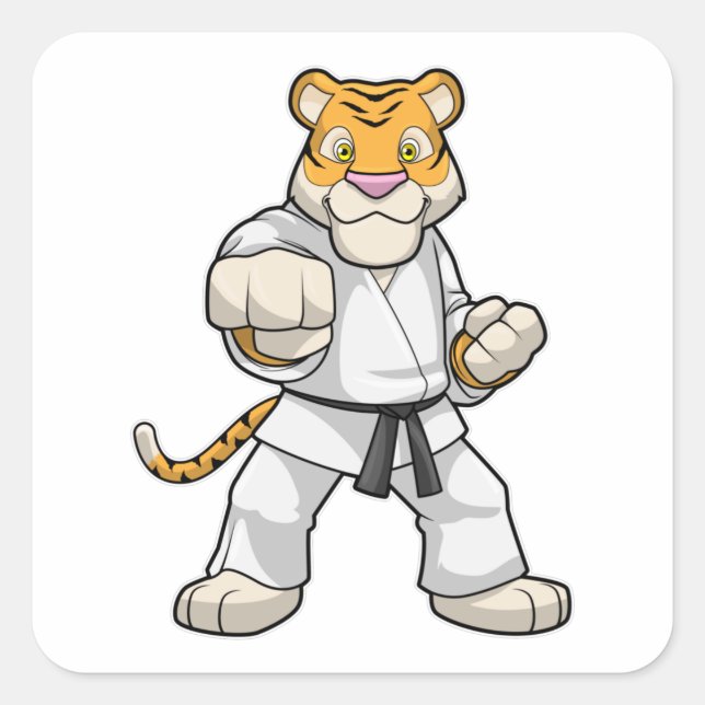 Tiger at Martial arts Karate Square Sticker (Front)