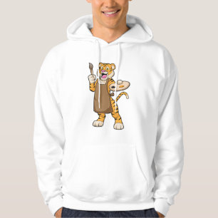 Tiger at Painting with Paint & Brush Hoodie