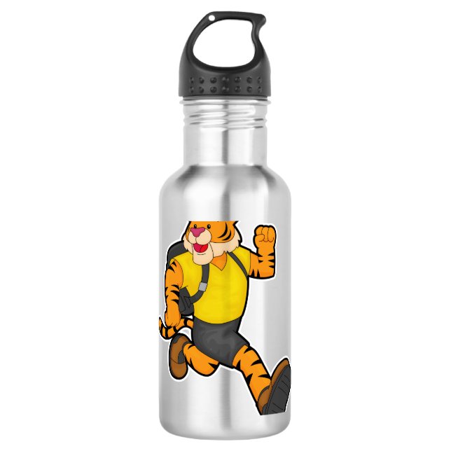 Tiger at Running with Backpack 710 Ml Water Bottle (Front)