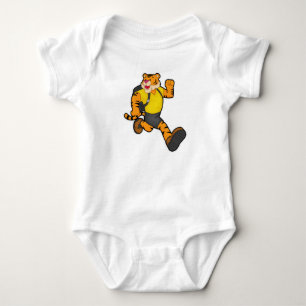 Tiger at Running with Backpack Baby Bodysuit