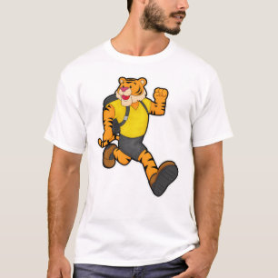 Tiger at Running with Backpack T-Shirt