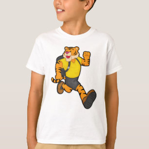 Tiger at Running with Backpack T-Shirt