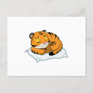 Tiger at Sleeping with Pillow Postcard