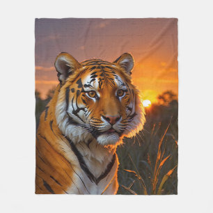 Tiger at Sunset Fleece Blanket
