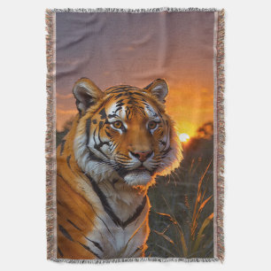 Tiger at Sunset Throw Blanket