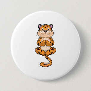 Tiger at Yoga Fitness 7.5 Cm Round Badge