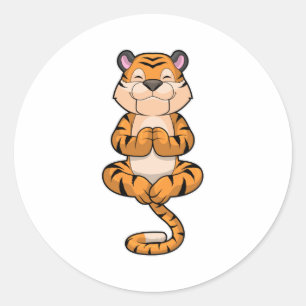 Tiger at Yoga Fitness Classic Round Sticker