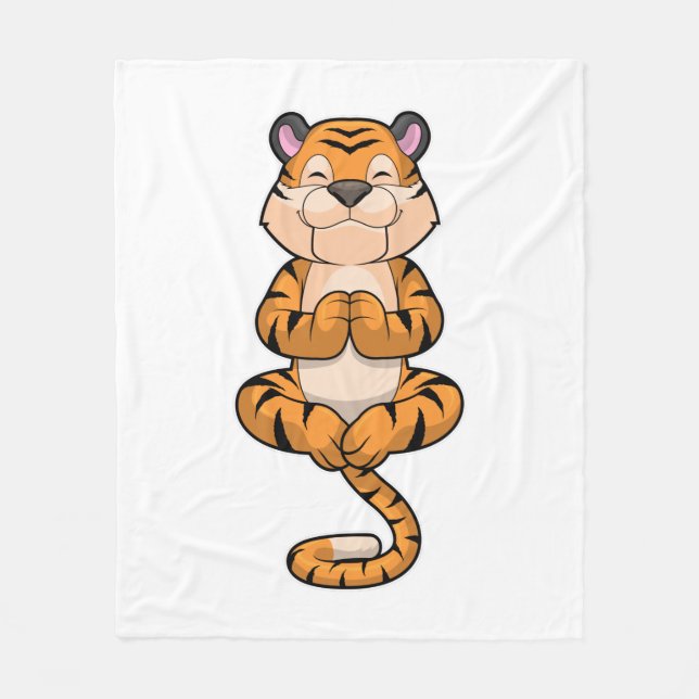 Tiger at Yoga Fitness Fleece Blanket (Front)