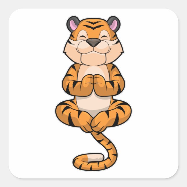 Tiger at Yoga Fitness Square Sticker (Front)