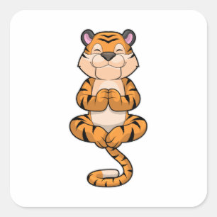 Tiger at Yoga Fitness Square Sticker