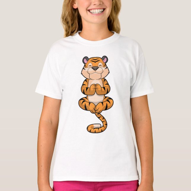 Tiger at Yoga Fitness T-Shirt (Front)