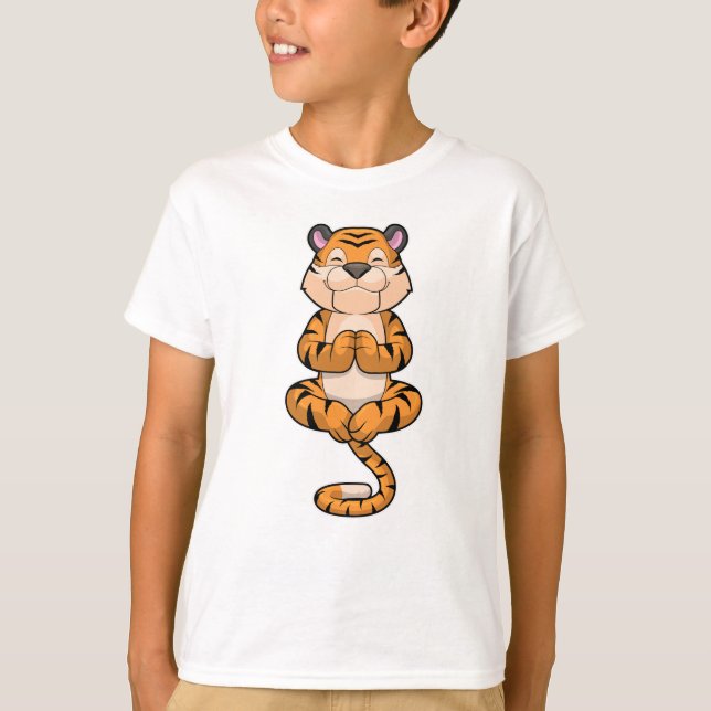 Tiger at Yoga Fitness T-Shirt (Front)