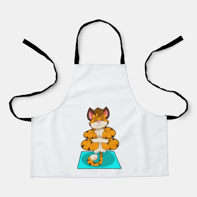 Tiger at Yoga on Yoga mat Apron (Front)