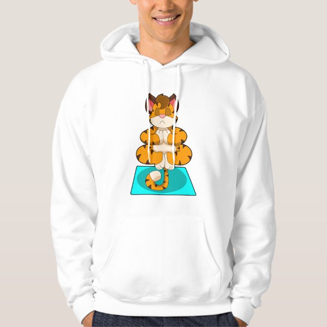 Tiger at Yoga on Yoga mat Hoodie (Front)