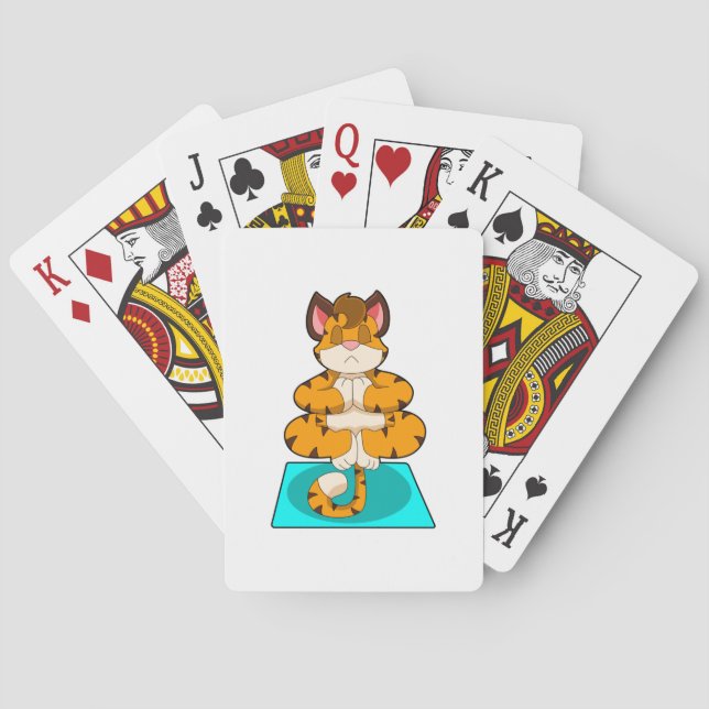 Tiger at Yoga on Yoga mat Playing Cards (Back)