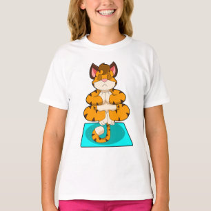 Tiger at Yoga on Yoga mat T-Shirt