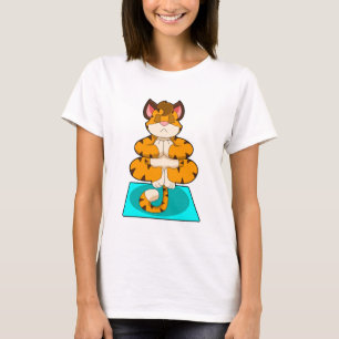 Tiger at Yoga on Yoga mat T-Shirt