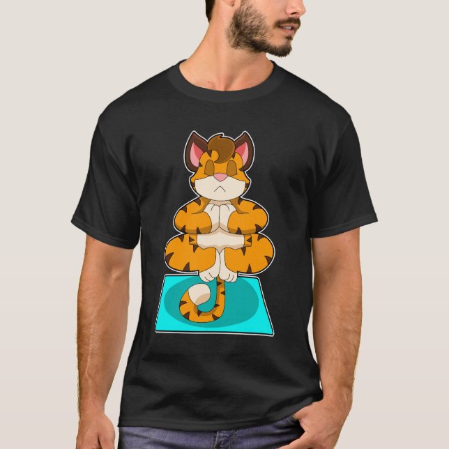 Tiger at Yoga on Yoga mat T-Shirt (Front)