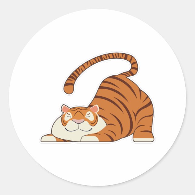 Tiger at Yoga Stretching Exercises Classic Round Sticker (Front)