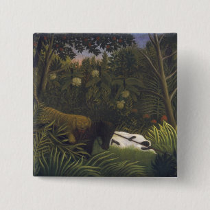 Tiger Attacking a Horse and a Sleeping Black Man ( 15 Cm Square Badge