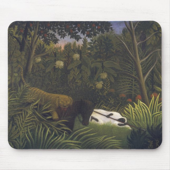 Tiger Attacking a Horse and a Sleeping Black Man ( Mouse Mat (Front)