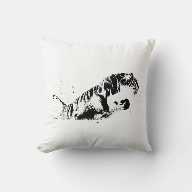 Tiger Attacking Cushion (Front)