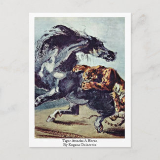 Tiger Attacks A Horse By Eugene Delacroix Postcard