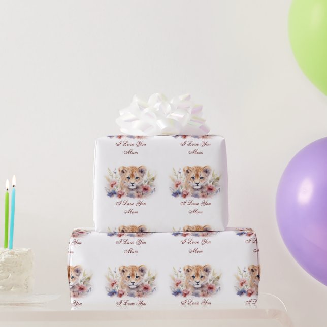 Tiger Baby I Love You Mum Wrapping Paper (Party Gifts)