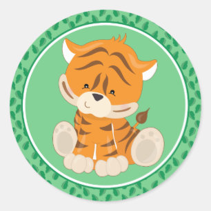 TIger   Baby Safari Animals Classic Round Sticker