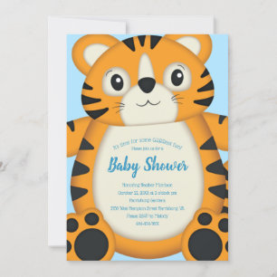 Tiger Baby Shower Blue Invitation