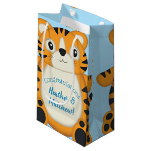 Tiger Baby Shower Blue Small Gift Bag