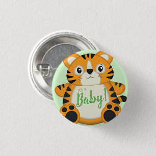 Tiger Baby Shower Green 3 Cm Round Badge