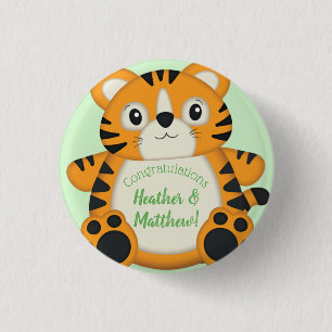 Tiger Baby Shower Green 3 Cm Round Badge