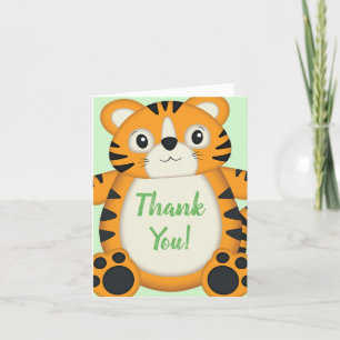 Tiger Baby Shower Green Thank You Card