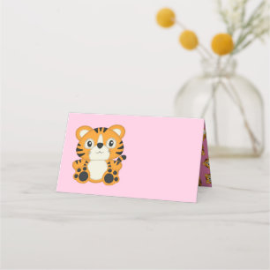 Tiger Baby Shower Pink Place Card