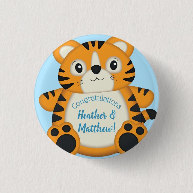 Tiger Baby Shower Safari 3 Cm Round Badge (Front)