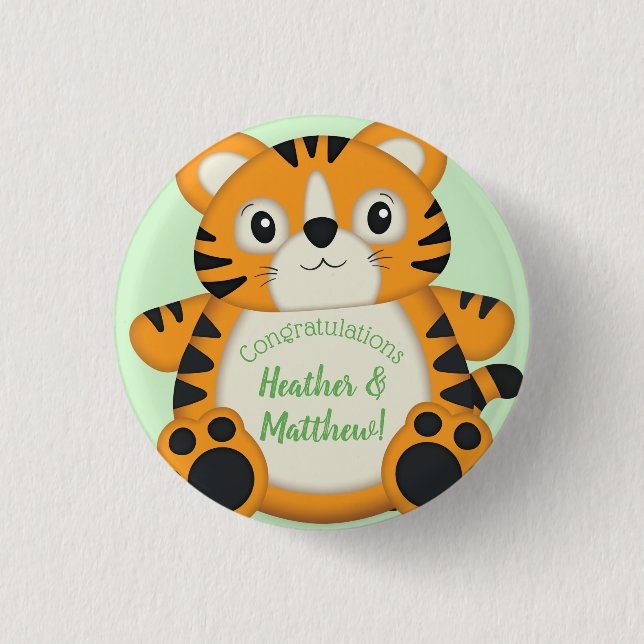 Tiger Baby Shower Safari 3 Cm Round Badge (Front)