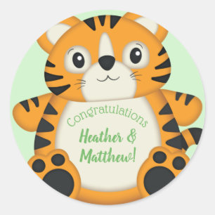 Tiger Baby Shower Safari Classic Round Sticker