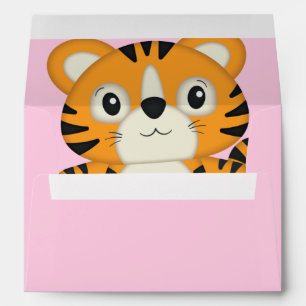 Tiger Baby Shower Safari Pink Girl Envelope