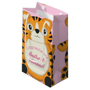 Tiger Baby Shower Safari Pink Girl Small Gift Bag