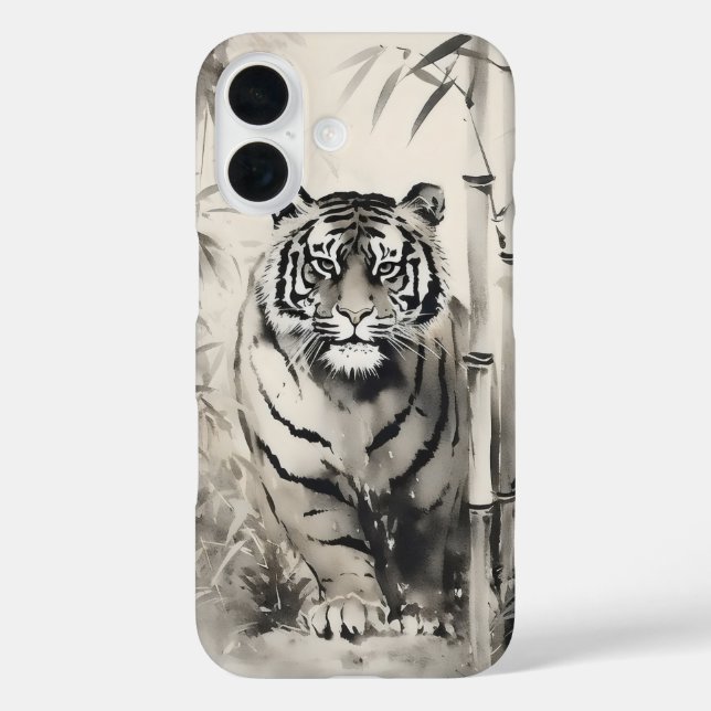Tiger Bamboo Ink Painting Case-Mate iPhone Case (Back)