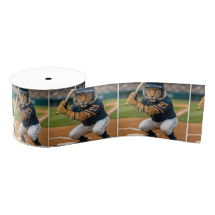 Tiger Baseball Player #27 Up To Bat Grosgrain Ribbon