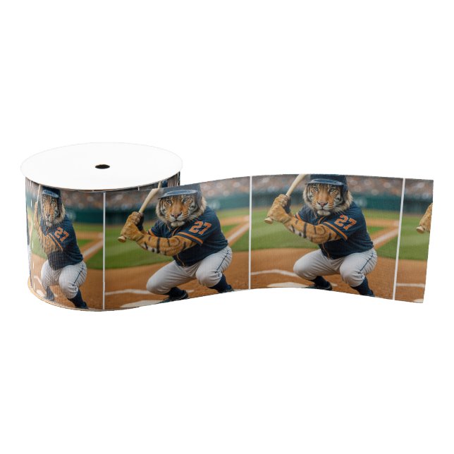 Tiger Baseball Player #27 Up To Bat Grosgrain Ribbon (Spool)