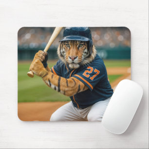 Tiger Baseball Player Up To Bat Mouse Mat