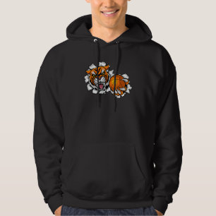 Tiger Basketball Mascot Animal Sports Team Design Hoodie