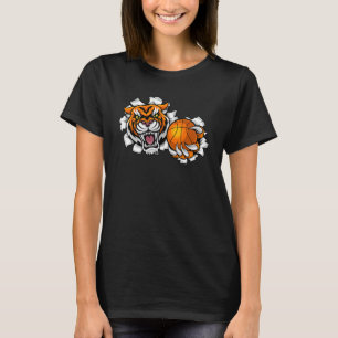 Tiger Basketball Mascot Animal Sports Team Design T-Shirt